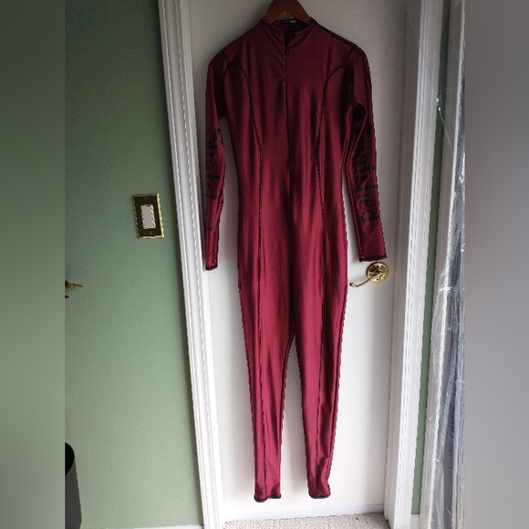 Women's fashionnova wine colored long sleeve bodysuit - Picture 11 of 11